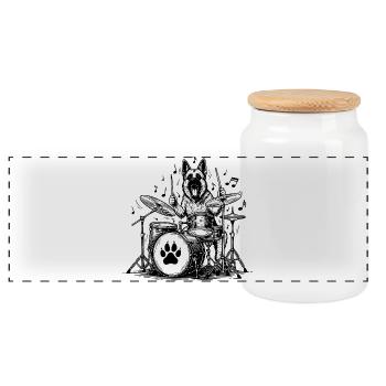 Berger Allemand Tambour Art - Boîte à biscuits avec couvercle en bois - blanc - Devant