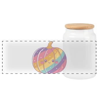 Rainbow pastel pumpkin - Panoramic Cookie Jar with Wooden Lid - white - Front