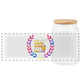 Bitte_nicht_schubsen_ich_habe_Bier_in_der_Hand_ - Panoramic Cookie Jar with Wooden Lid - white - Front