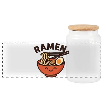 Ramen Lover – Lustiges Kawaii Nudel Design - Panorama Keksdose mit Holzdeckel - Weiß - Vorne