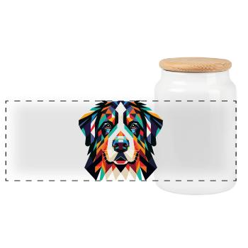 Hund - Panorama Keksdose mit Holzdeckel - Weiß - Vorne