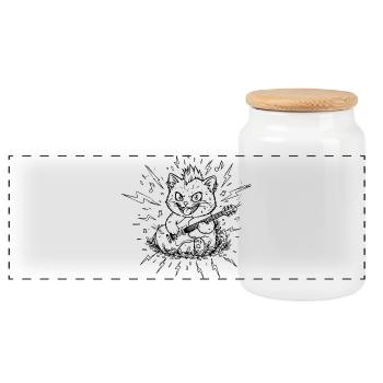 Punk rock cat with a rebel soul - Panoramic Cookie Jar with Wooden Lid - white - Front