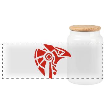 Egyptian god Horus (red) - Panoramic Cookie Jar with Wooden Lid - white - Front