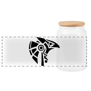 Egyptian god Horus (black) - Panoramic Cookie Jar with Wooden Lid - white - Front