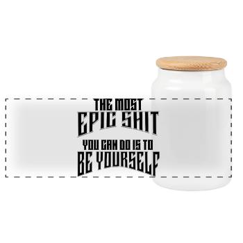 Epic selflove - sei du selbst! Deine Heldenreise. - Panorama Keksdose mit Holzdeckel - Weiß - Vorne