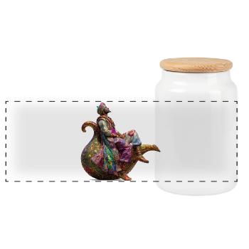 The Ghost from the Lamp, Kaleidoscope Robe - Panoramic Cookie Jar with Wooden Lid - white - Front