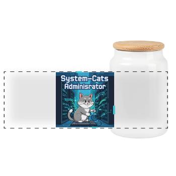 System Cats Administrator - Panorama Keksdose mit Holzdeckel - Weiß - Vorne