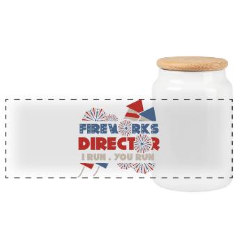 Firework Director – I Run, You Run - Panoramic Cookie Jar with Wooden Lid - white - Front