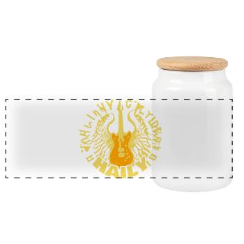 Haily as guitar - Panoramic Cookie Jar with Wooden Lid - white - Front