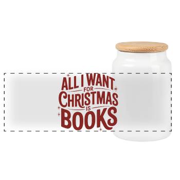 Christmas Wish Books - Panoramic Cookie Jar with Wooden Lid - white - Front