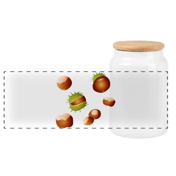 Herbstliche Kastanien – Naturmotiv mit Charme - Panorama Keksdose mit Holzdeckel - Weiß - Vorne