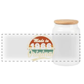 1966 Vintage Rétro Cadeau D'anniversaire - Boîte à biscuits avec couvercle en bois - blanc - Devant