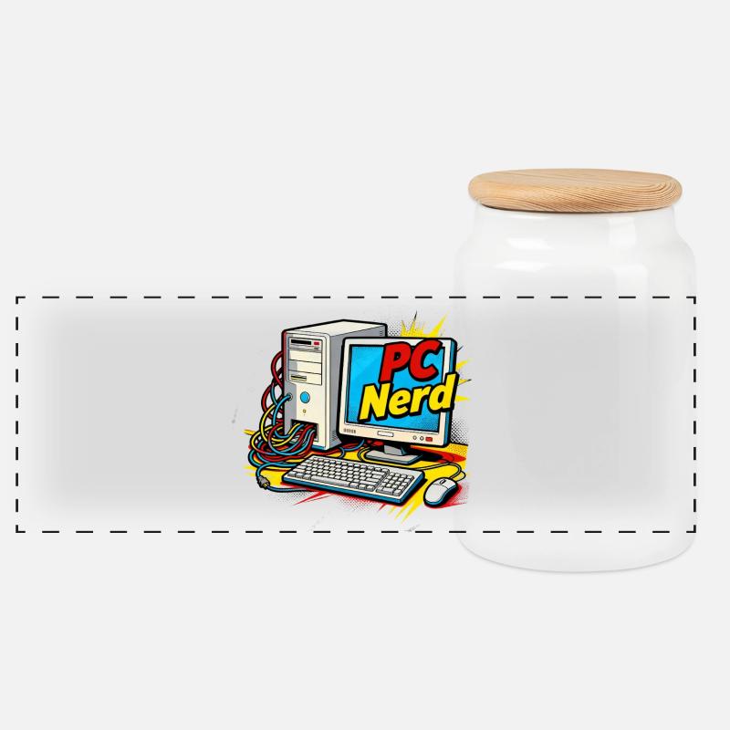 PC Nerd - Panorama Keksdose mit Holzdeckel - Weiß