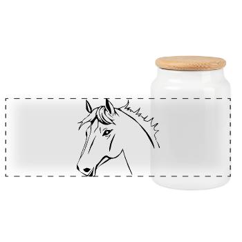 Chevaux T-shirt Tête de Cheval Cadeau Cavalier - Boîte à biscuits avec couvercle en bois - blanc - Devant