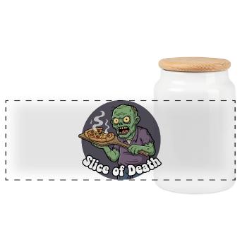 Zombie Pizza Slice - Panoramic Cookie Jar with Wooden Lid - white - Front