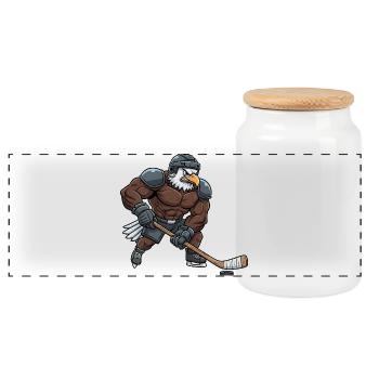 Starker Adler Eishockeyspieler mit Herrchen Cool - Panoramic Cookie Jar with Wooden Lid - white - Front