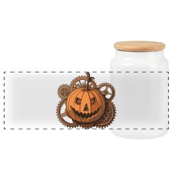 Citrouille Steampunk Mécanique Gear - Boîte à biscuits avec couvercle en bois - blanc - Devant