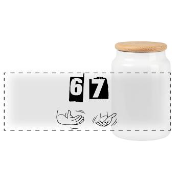 Six Seven, 67 - Panoramic Cookie Jar with Wooden Lid - white - Front