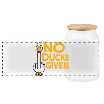 Goose No Ducks Given Middle Finger Naughty Duck Cool - Panoramic Cookie Jar with Wooden Lid - white - Front