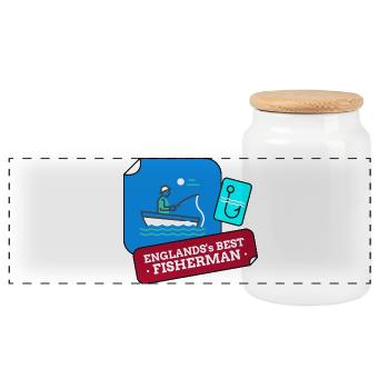 Le meilleur design de pêcheur d’Angleterre - Boîte à biscuits avec couvercle en bois - blanc - Devant