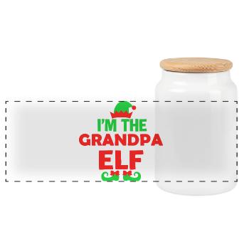 Grandpa Elf Bold Tee - Panoramic Cookie Jar with Wooden Lid - white - Front
