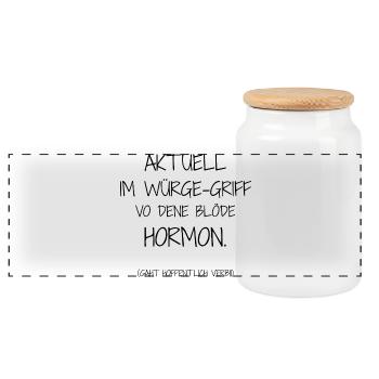 Statement design – irony meets everyday life - Panoramic Cookie Jar with Wooden Lid - white - Front