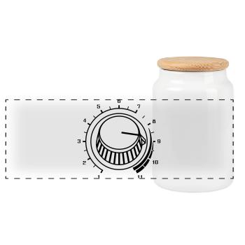 Volume, Turn It Up, Volume, Music, Party, DJ Sound - Panoramic Cookie Jar with Wooden Lid - white - Front