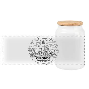 Tshirt Gironde Souvenir Voyage Vins Bordeaux Dune - Panoramic Cookie Jar with Wooden Lid - white - Front