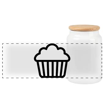 Muffin - Panorama Keksdose mit Holzdeckel - Weiß - Vorne