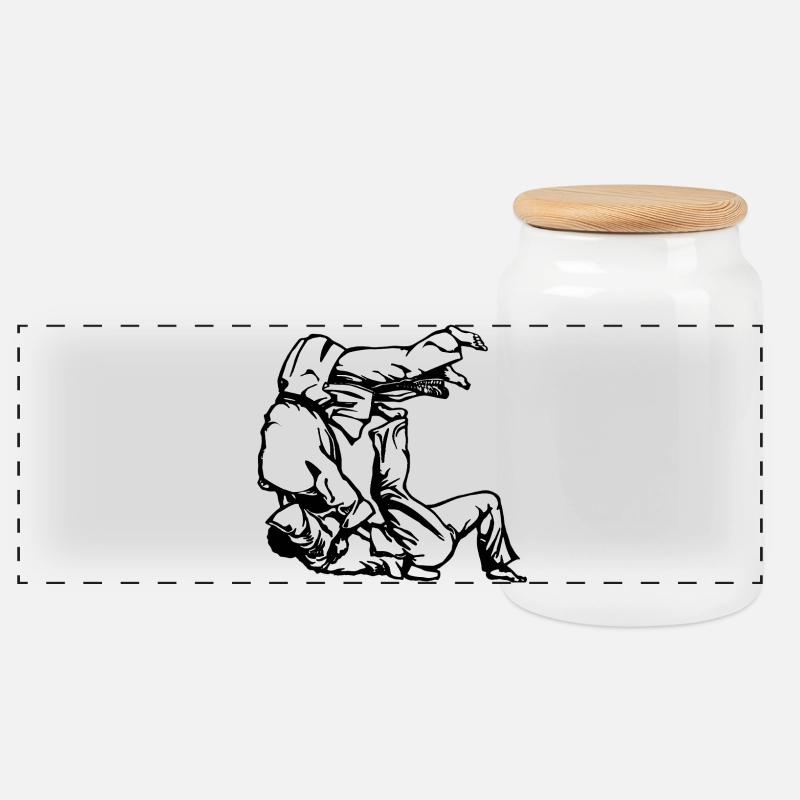 Judo Tomoe Nage Design mit Judokas - Panorama Keksdose mit Holzdeckel - Weiß