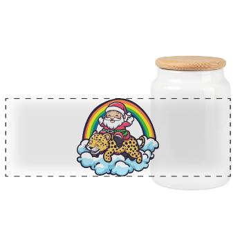 Père Noël léopard Noël - Boîte à biscuits avec couvercle en bois - blanc - Devant
