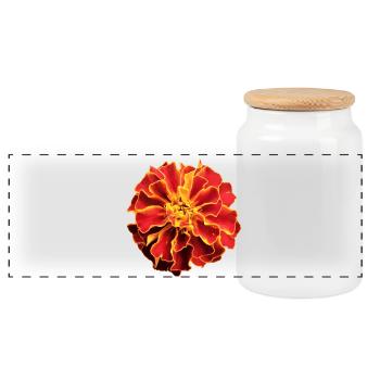 Tagetes - Panorama Keksdose mit Holzdeckel - Weiß - Vorne