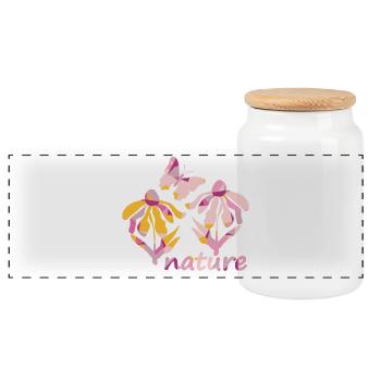 Pinky nature - Bloom in Pink Tones - Panoramic Cookie Jar with Wooden Lid - white - Front