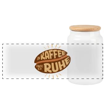 In coffee I find peace - Panoramic Cookie Jar with Wooden Lid - white - Front