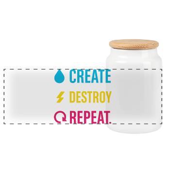 Creative Mindset, Artist Humor, More Chaos - Panoramic Cookie Jar with Wooden Lid - white - Front
