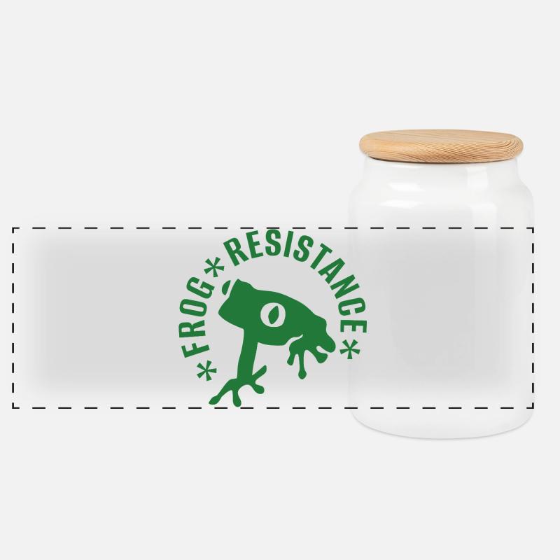 Frosch Widerstand - "Frog resistance" - Panorama Keksdose mit Holzdeckel - Weiß