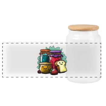 Colourful jam splendour - Panoramic Cookie Jar with Wooden Lid - white - Front