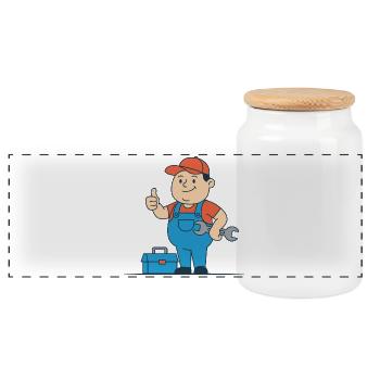 Handwerker Charm Motiv Shirt - Panorama Keksdose mit Holzdeckel - Weiß - Vorne