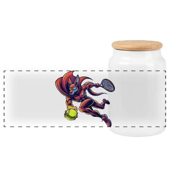 Tennis Kangourou Super-héros En Action Smash - Boîte à biscuits avec couvercle en bois - blanc - Devant