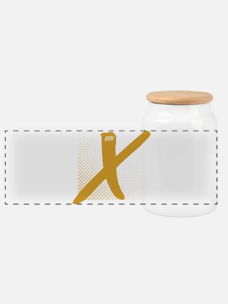 Gen X Goldenes X - Panorama Keksdose mit Holzdeckel - Weiß