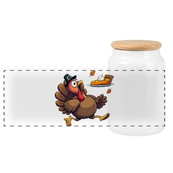 Thanksgiving Drôle Dinde de Thanksgiving - Boîte à biscuits avec couvercle en bois - blanc - Devant