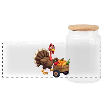 Thanksgiving Drôle Dinde de Thanksgiving - Boîte à biscuits avec couvercle en bois - blanc - Devant