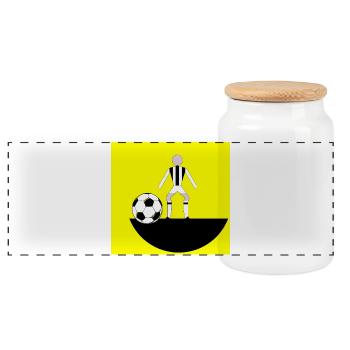 Yellow Field Fußball-Schiedsrichter - Panorama Keksdose mit Holzdeckel - Weiß - Vorne