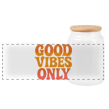 GOOD-VIBES ONLY - Panoramic Cookie Jar with Wooden Lid - white - Front