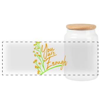 You Are Enough Selbstliebe Motivationsspruch Zitat - Panorama Keksdose mit Holzdeckel - Weiß - Vorne