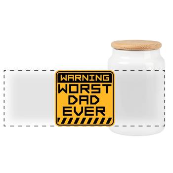 Worst Dad Ever Lustig Sarkastisch Vatertag Papa - Panorama Keksdose mit Holzdeckel - Weiß - Vorne