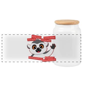 Panda Grüße: The Art of Tschau - Panorama Keksdose mit Holzdeckel - Weiß - Vorne