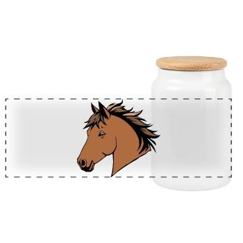 Pferd Pferde Pferdekopf T-shirt Geschenk Reiter - Panorama Keksdose mit Holzdeckel - Weiß - Vorne