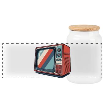 Retro TV Stripes Vintage Motif - Boîte à biscuits avec couvercle en bois - blanc - Devant