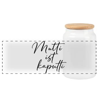 Mom Is Broken / Designs de Lettrage à la main - Boîte à biscuits avec couvercle en bois - blanc - Devant